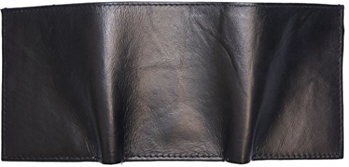 Improving Lifestyles Leather Mens Wallet Trifold Black FREE Organza Gift Bag SUN1105BK