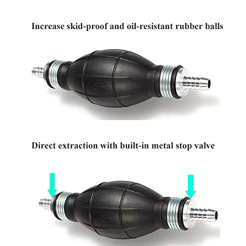 lesgos 10mm 3/8" Rubber Fuel Transfer, Vacuum Fuel Line Hand Primer Pump Black Bulb Type for Car Marine Boat Gasoline Petrol Diesel Accessories - Thumbnail 5