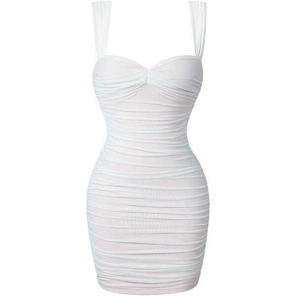 Amazon.com: Women Sexy See Through Mesh Dress Sleeveless Midi Bodycon Party Club  Dress Mini Bodycon Dresses (White,L) : Clothing, Shoes & Jewelry