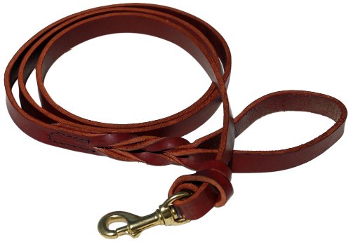 Signature K9 Knot Braided Heavy Leather Leash, 6-Feet by 7/8-Inch, Burgundy