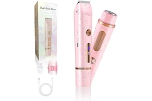 CHECKSIMPLE 2025 Upgraded Dermave Bikini Shaver - 2 in 1 Bikini Trimmer for Women with LCD Display, Dual Head Cordless Electric Shaver, IPX7 Waterproof Wet/Dry Body Hair Trimmer for Face, Body & Intimate Areas