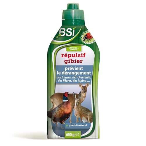 BSI - Repellente selvaggina - Granuli per diffondere - Prodotto naturale - Base vegetale - Previene il disagio dei fagiani - Cervi - Lepri - Conigli - Pronto all'impiego - 600 g