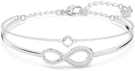 Swarovski Infinity Bangle, Infinity, White, Rhodium Plated, Medium