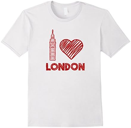 Men's I Love Heart London Big Ben England Sketch Graphic T shirt 2XL White