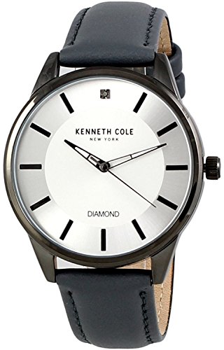 Kenneth Cole New York Diamond Men's Analog Round Watch Grey Leather Strap KC50035004