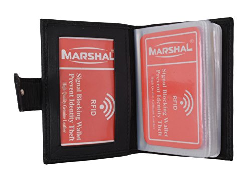 Premium Soft Leather RFID Blocking Credit Card ID Holder with Snap Closure