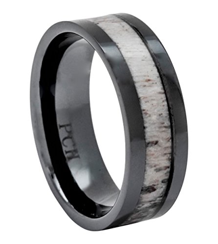 PCH JewelersDeer Antler Ring Black Ceramic 8mm Gift or Wedding Band
