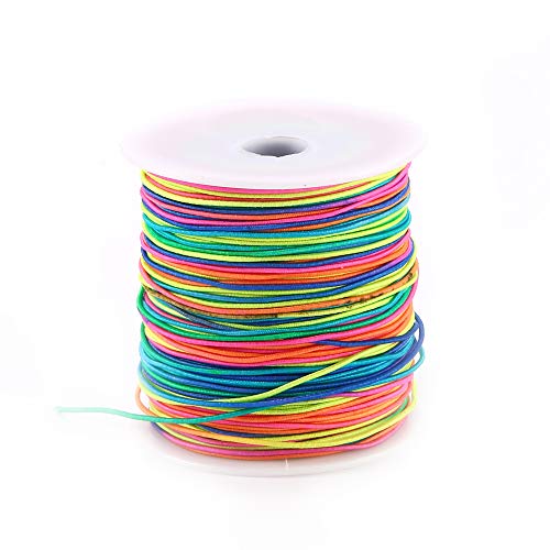 Bingcute 1.0MM Rainbow Elastic Cord Beading Threads Stretch String Fabric Crafting Cords for Jewelry Making, 100 Yard (Rainbow)