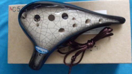 Paragon Ceramic Ocarina Diamond Black w. Crackles Alto C Key High temperature Kiln Treated good Hardness Endurability