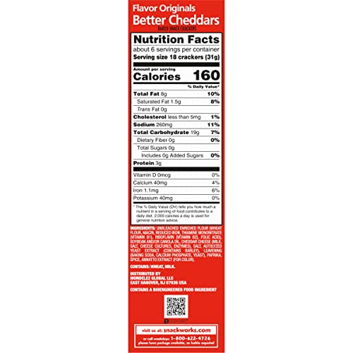 BETTER CHEDDARS BAKED SNACK CRACKERS, 6.5 OZ