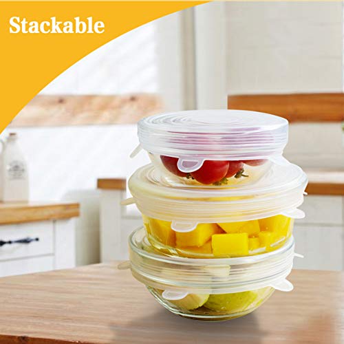 12 Pack Silicone Stretch Lids, rabofly Various Size Food Storage Covers Reusable Durable and Expandable for Keeping Food Fresh, Dishwasher and Refrigerator Safe