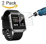 (2 Pack) Fitbit Blaze Screen Protector, FONTAR Premium HD Clear Tempered Glass Screen Protector for Fitbit Blaze Smart Watch, 9H Hardness Multi-layer Explosion-proof and Anti-Bubble Screen Guard