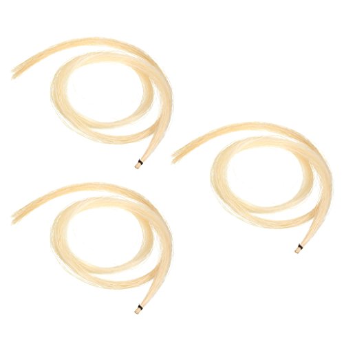 image for MonkeyJack 3 Hanks of Violin Bow Hair White Horse Tail for Violin Viol