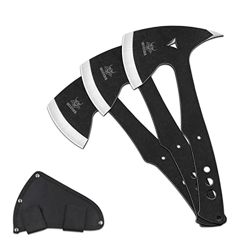 WICING Throwing Axe 3 Pack Throwing Tomahawk with Nylon Sheath, Full