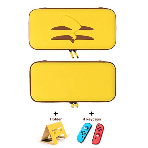 NSTang Carry Case For Nintendo Switch Pokemon Pikachu Ear Tail Carrying Case Portable Waterproof Travel for Console and Game Accessories, YELLOW