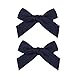 DEEKA 2 Pack Hair Clip Hair Bows Fringe Clip for Little Girls - Solid Navy Blue