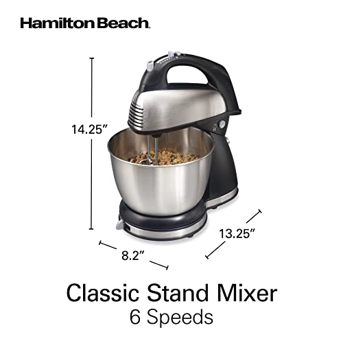 Hamilton Beach Classic Stand and Hand Mixer, 4 Quarts, 6 Speeds with QuickBurst, Bowl Rest, 290