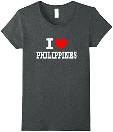 Womens I Love Philippines T-Shirt - I Heart Philippines Shirt XL Dark Heather