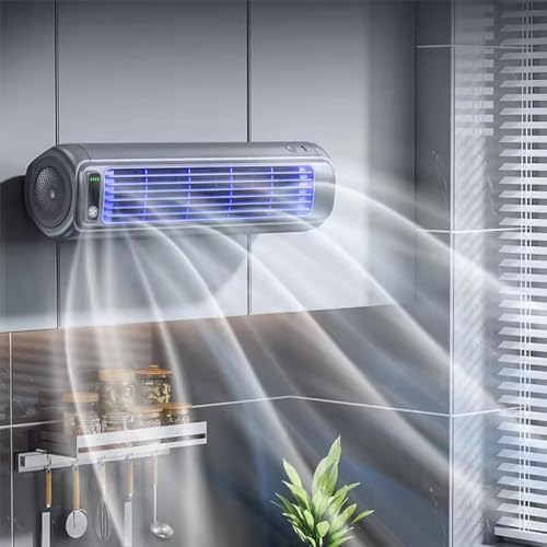 TERRIFI Portable Air Conditioner, Quiet Cooling Fan with 3 Speeds, LED Touch Screen, Rechargeable, 24h Long-Lasting Battery Life (Gray)