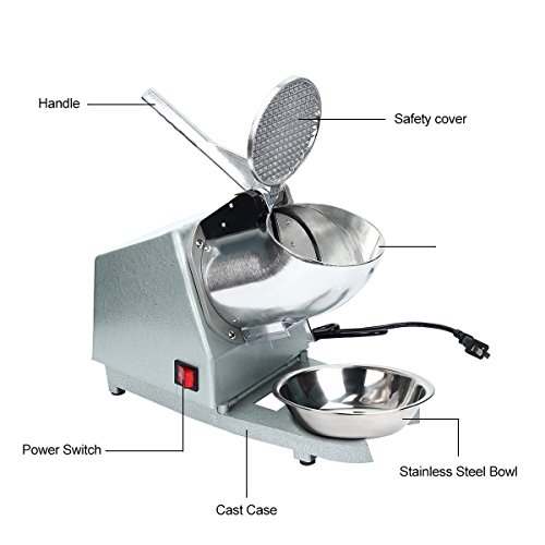 Mochiglory Stainless Steel Electric Ice Crusher Snow Cone Shaver Machine Glacier 110v - Thumbnail 3