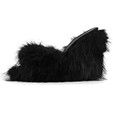 Richealnana Women's Wedge Heeled Slippers Cozy House Slippers Fluffy Soft Home Party Sandals Shoes