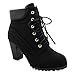 Trends SNJ Women's Lace Up Fashion Collar Chunky Heel Ankle Bootie Shoes