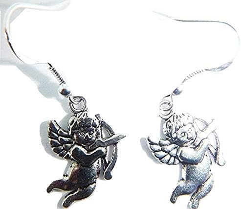 Starfish RecordsRoyal Swan Beautiful Tibetan Silver CHERUB VALENTINE Earrings On Sterling Silver Hooks Free Organza Gift Bag Guardian Angel Gifts Gift Mother's Day Valentines Day Christmas Birthdays
