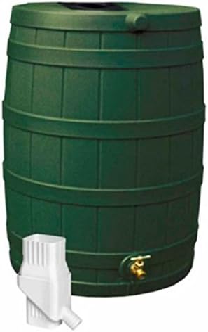 Green Flat Back Design 50 Gallon Rain Water Barrel With Diverter Kit