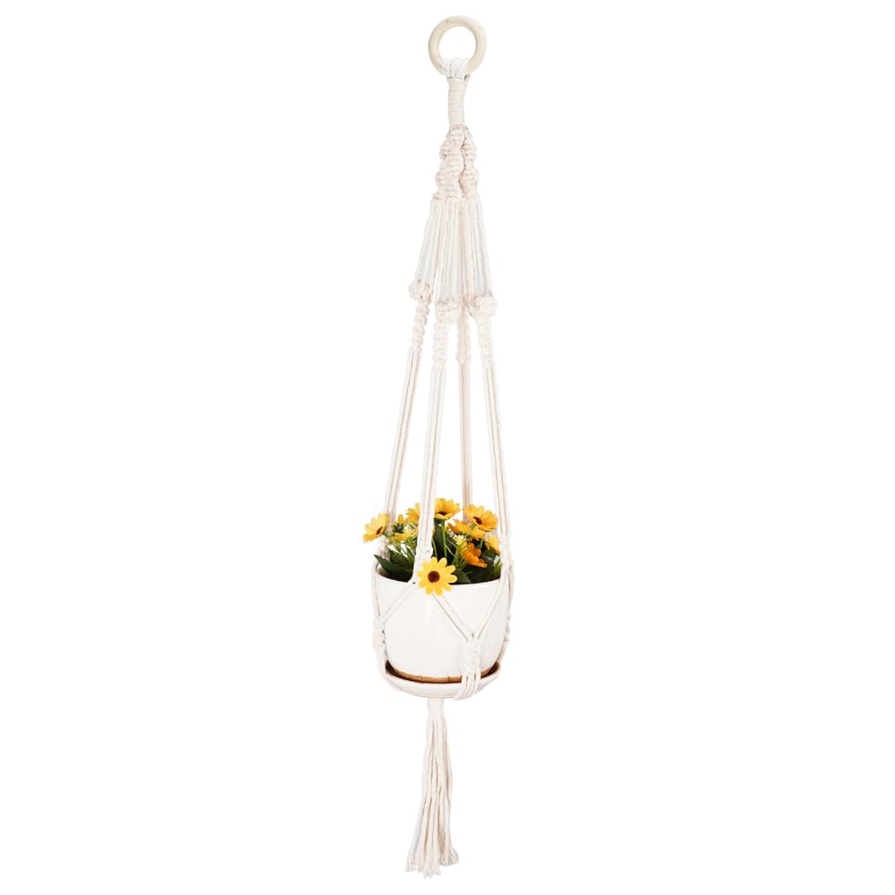 janeunique Macrame Plant Hanger Indoor Outdoor Hanging Basket Plants Potted Flower Holder for Boho Style Home Garden Decor