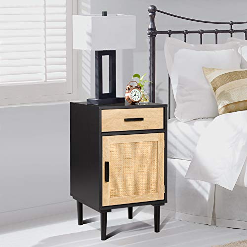 Finnhomy Tall Nightstand, End Table, Side Table with Drawer and Shelf