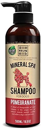 RELIQ Natural Mineral SPA Shampoo Pomegranate for Dog/Puppy. No soap no Oatmeal Formula. Tear Free and Long Lasting Odor Control. Super Soft and Shiny Coat After wash.