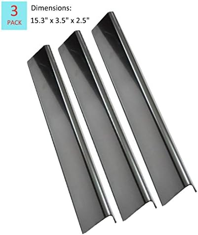 7635 (3-pack) Stainless Steel Flavorizer Bars, Heat Shield For Weber Spirit 200 Series Gas Grills With Front-Mounted Control Panels (Dims: 15 1/4" x 3 1/2", 16 Ga.)