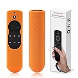 Case for Fire TV and Fire TV Stick Voice Remote 5.9inch, Akwox Light Weight [Anti Slip] Shock Proof Silicone Remote Case Cover with Lanyard (Orange)