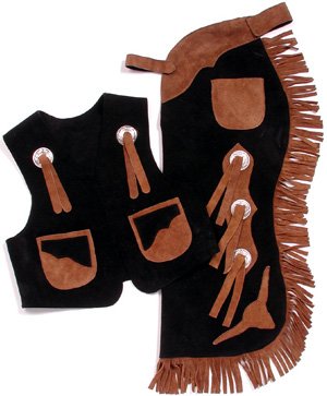 Kids Chap Set-Bulls Head Black/Tan Small