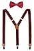 JAIFEI Suspenders And Pre-Tied Bowtie Set For Boys And Men, Casual And Formal (Men(47 inches), Burgundy)