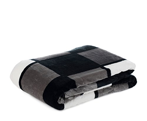 Goezze - Soft Blanket, Cashmere Feel, High Fabric Weight 500 g/m², Antigua, 150 x 200 cm - Anthracite/Black/White