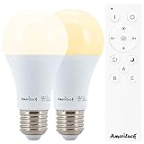 AmeriLuck Remote Control LED Light Bulb Kit, Adjustable Color Temp. Dimmable with Night Light Mode (1 Remote + 2 Bulbs)