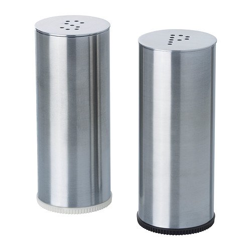 IKEA PLATS Salt and Pepper Shaker Set, 7 cm, Brushed Stainless Steel
