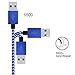 Mribo 3pcs (6+6+10)ft Popular Lightning Cable Nylon Braided Extra Long USB Cord Charging Cable for iPhone 7/7plus,6s, 6s plus, 6plus, 6,5s ,iPad,iPod(white &blue).