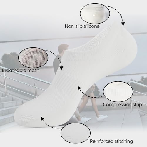 YORJOSOX Mens No Show Trainer Socks 6-9/9-12 Invisible Socks for Men Low Cut Cotton Socks Non-Slip Silicone Stripes