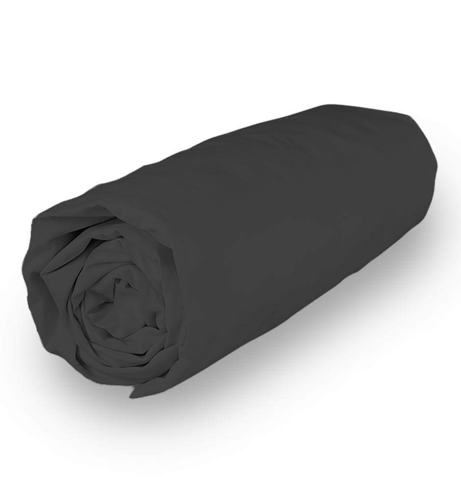 Soleil d'ocre Camille Fitted Sheet, Cotton, Grey, 140 x 190 cm