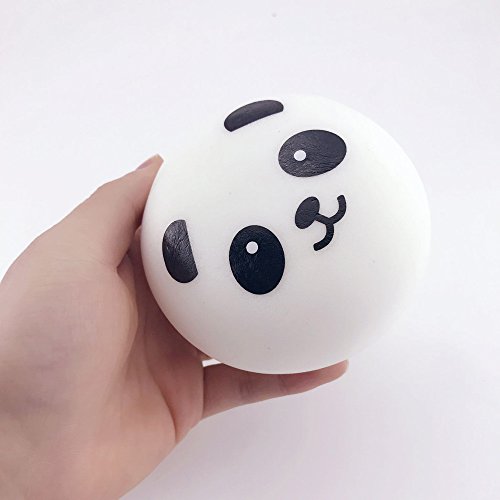 Chezaa 1PCS Cute 3.9'' Panda Buns Bread Charms Key/Bag/Cell Phone Straps Stress Relief Toy Squeeze Toys (White) - Thumbnail 3