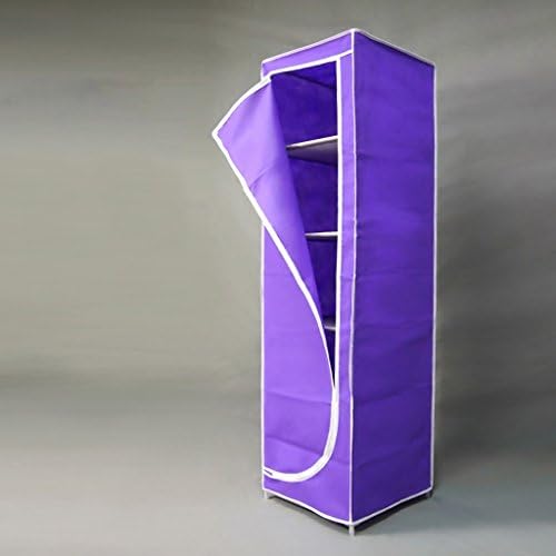 MMM& Simple Small Dormitory Cloths Wardrobe Folding Cloth Steel Frame Reinforced Thicker Storage Wardrobes (Color : Purple)