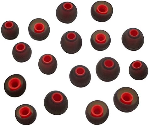 SCOLIB (9 Pairs S/M/L3) Silicone Replacement Ear Buds Tips for Audio-Technica Skullcandy Monster Sony Ultimate Ears Sharp Sennheiser Plantronics TDK Phillips and more (Red&amp;Black)-Bullet head shape