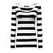 OThread & Co. Women's Long Sleeve Striped T-Shirt (Small, Black&White)