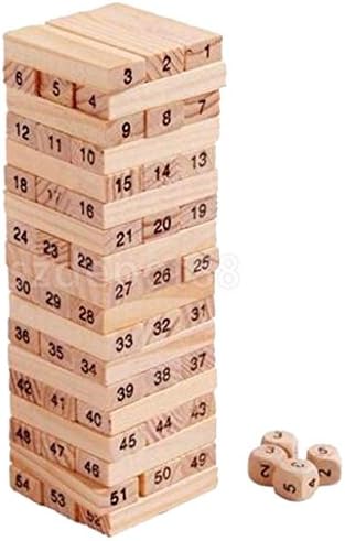 54 Pcs Mini Wooden Tower Board Game Toy Traditional Play Block Stacking Gift