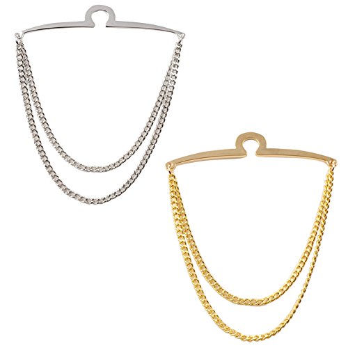 Dannyshi Men's Silver Golden Tie Chain Set, Gift Boxed (Silver Golden)