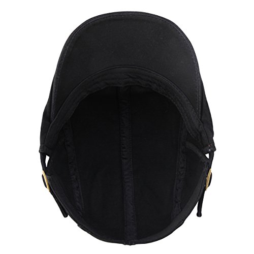Bodvera Men's Cotton Flat Ivy Gatsby Newsboy Driving Hat Summer Beret Cabbie Cap, Black