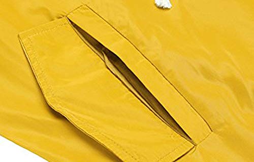 Dreamyth-Winter Women's Solid Outdoor Jacket Rain Jacket Hoodie Waterproof Hooded Long Rain Coat Windproof (Yellow, S)