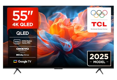 TCL 55T8C TV QLED 4K HDR Ultra HD da 55", QLED TV con tecnologia Google TV (Dolby Vision e Atmos, Motion Clarity Pro a 144 Hz, FreeSync, audio Onkyo 2.1, compatibile con Google Assistant)